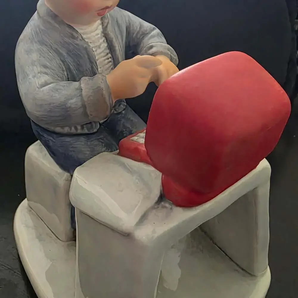 Vintage Goebel Todays Children Porcelain Figurine Boy at Computer with Math Form